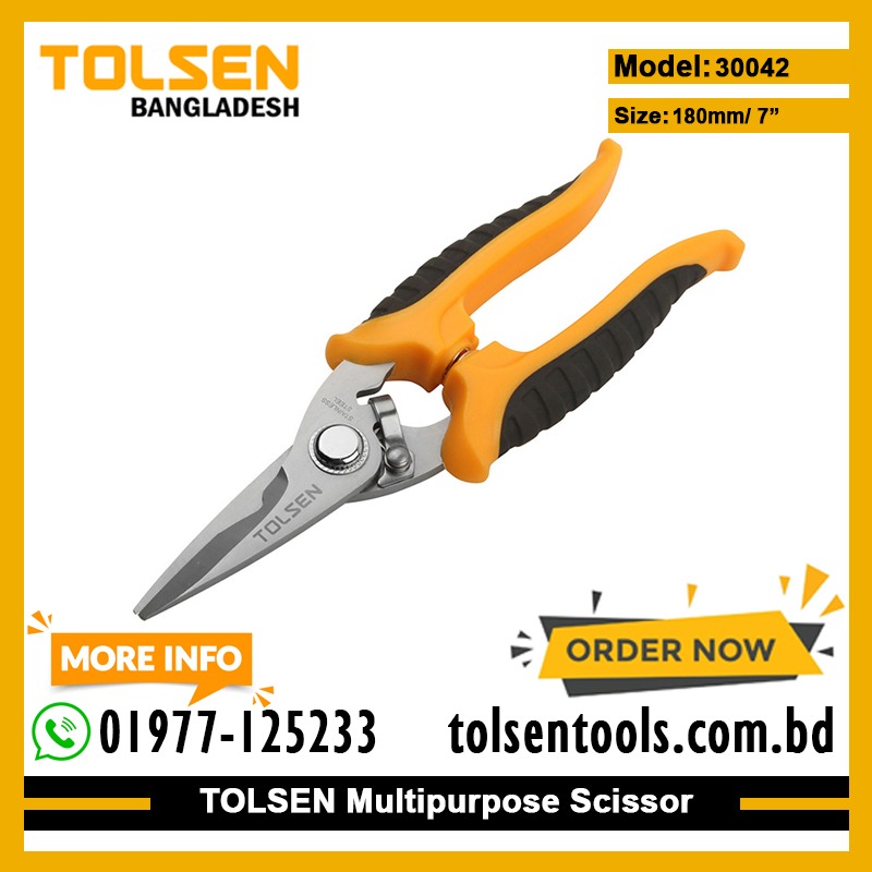 TOLSEN 30042 7" Multi-Purpose Scissors | 180mm | Stainless Steel Blade | Model: 30042_img_1