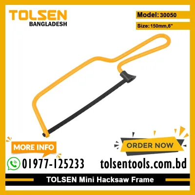 TOLSEN 30050 Mini Hacksaw Frame | 6" (150mm) | Includes Saw Blade | Compact Cutting Tool | Model: 30050_img_1