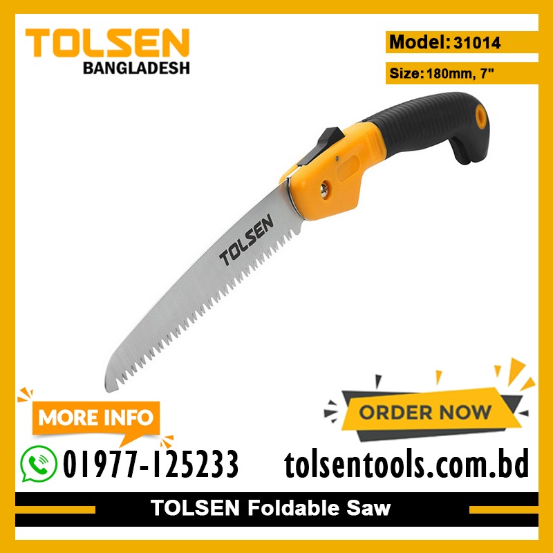 TOLSEN 31014 Foldable Garden Saw | 7" (180mm) | 7TPI 65Mn Blade | Two-Component Handle | Model: 31014_img_1