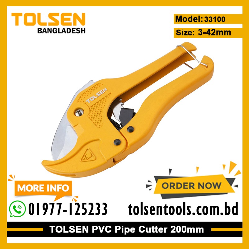 TOLSEN 33100 PVC Pipe Cutter | 3-42mm | 65Mn Blade | Automatic Open Function | Aluminium Die-Casting Body | Model: 33100_img_3