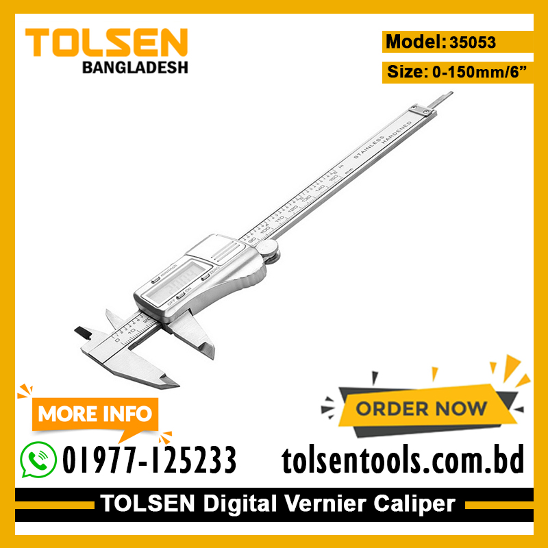 TOLSEN 35053 6" Digital Caliper | Metric & Inch | 0.01mm Accuracy | Stainless Steel | Four-Way Measurement | Model: 35053_img_1