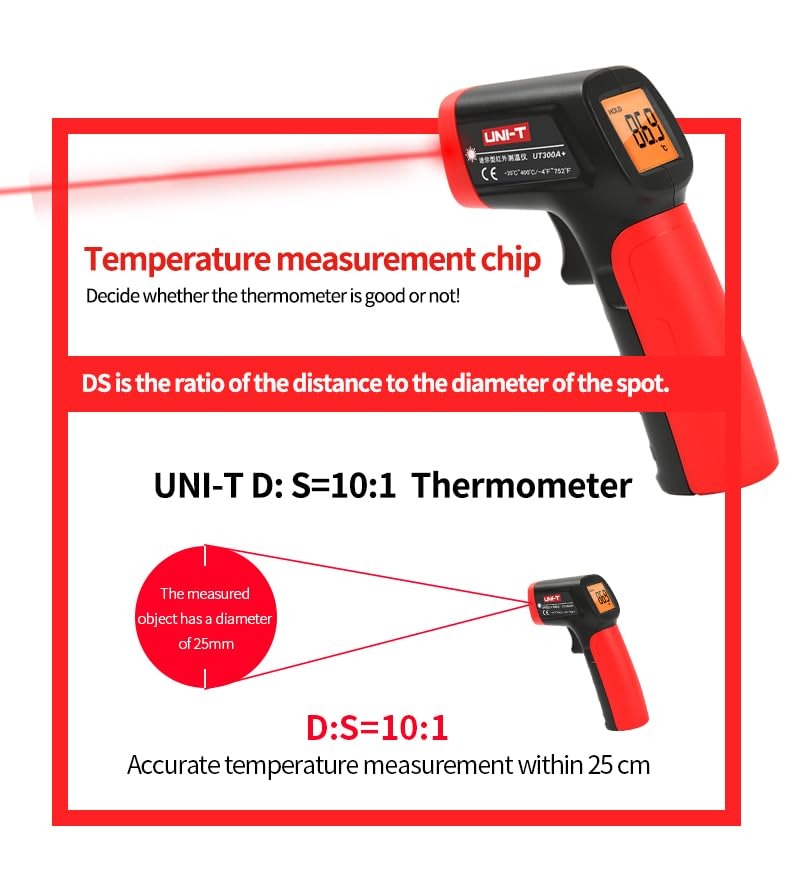UNI-T UT300A+ Infrared Thermometer | Non-Contact Temperature Measurement | -20°C to 400°C | Model: UT300A+_img_6