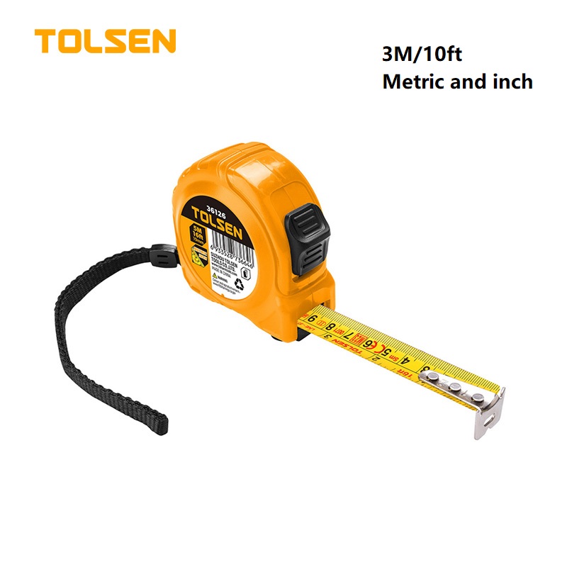 TOLSEN 36125 Steel Measuring Tape, 3m/10ft, Metric & Inch, MID Class II, Double Locking; Model: 36125