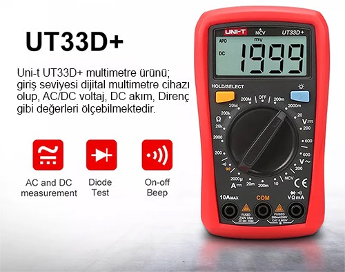 UNI-T UT33D+ Multi Functional Digital Multimeter Palm | CAT II 600V | Non-Contact Voltage (NCV) Detection | Manual Range | Model: UT33D+_img_5
