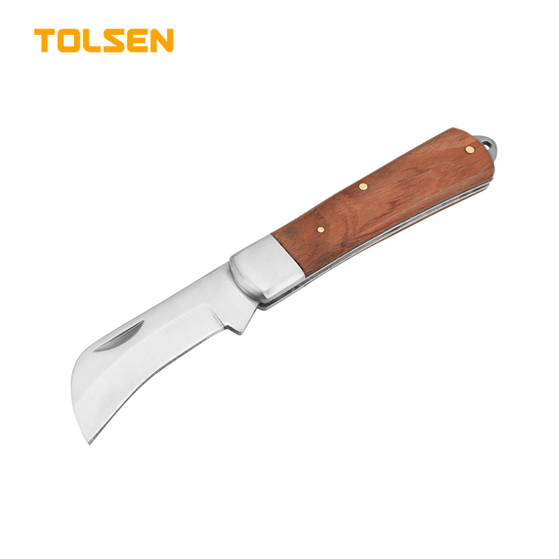 TOLSEN 38041 Electrician's Cutter, 195mm, Bent Head, Special Stainless Steel, Fine Polished Wooden Handle, Model: 38041