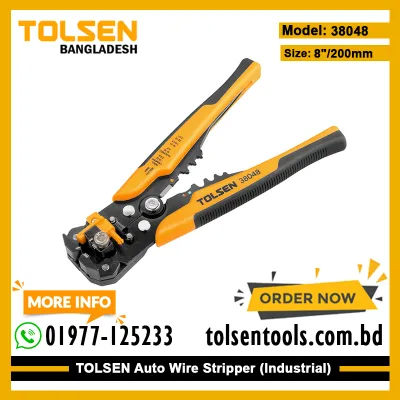 TOLSEN 38048 Industrial Automatic Wire Stripper | 8" (200mm) | 24-10 AWG | Stripping, Cutting & Crimping | Model: 38048_img_1