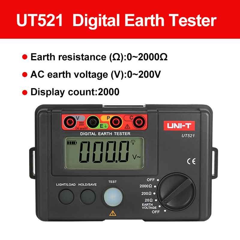 UNI-T UT521 Digital Earth Tester | Ground Resistance Tester | 3-Wire & 2-Wire Earth Measurement; Model: UT521_img_2