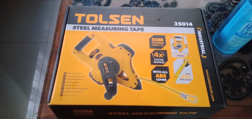 TOLSEN 35014 Steel Measuring Tape, 165ft (50m), Metric & Inch, 4:1 Fast Rewind, Ergonomic Handle | Model: 35014_img_2