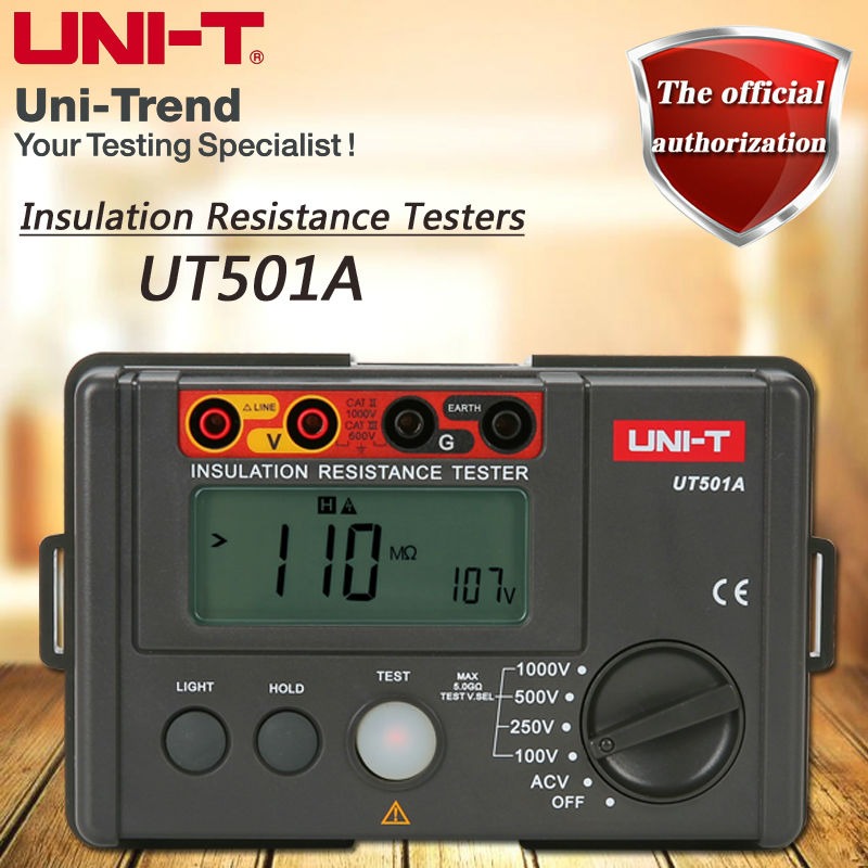 UNI-T UT501A Insulation Resistance Tester | 100V/250V/500V/1000V Test Voltages | PI & DAR Measurement | Auto Discharge | 2000 Counts | Model: UT501A_img_1