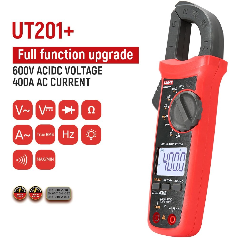 UNI-T UT201+ Digital Clamp Meter | 400A AC | True RMS | 4000 Counts | NCV | CAT III 300V | Model: UT201+_img_1