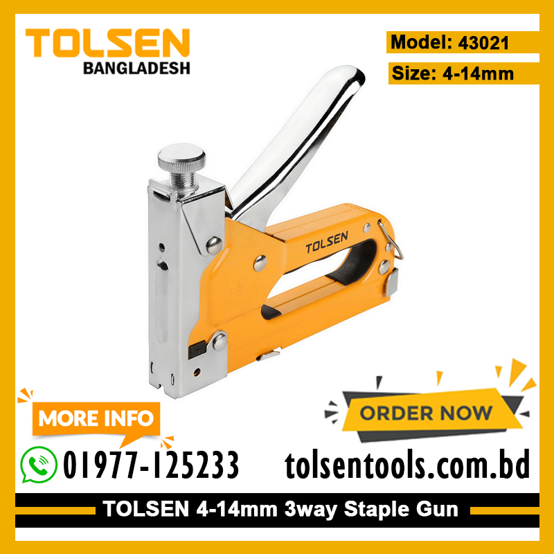 TOLSEN 43021 Heavy Duty 3 Way Staple Gun, 4-14mm, Powder Coated, Includes 200pcs Staples, Compatible with Rapid, Arrow, Esco, Model: 43021_img_1