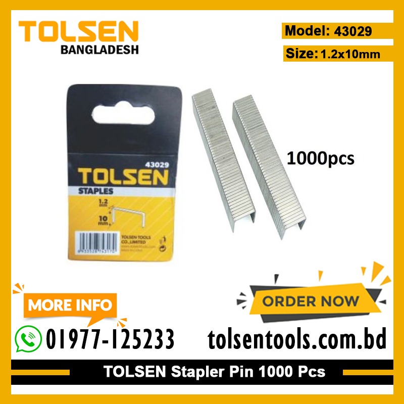 TOLSEN 43029 Staples Wire Refill | 1.2 × 10mm | 1000pcs | Compatible with TOLSEN 43021 Staple Gun | Model: 43029_img_1