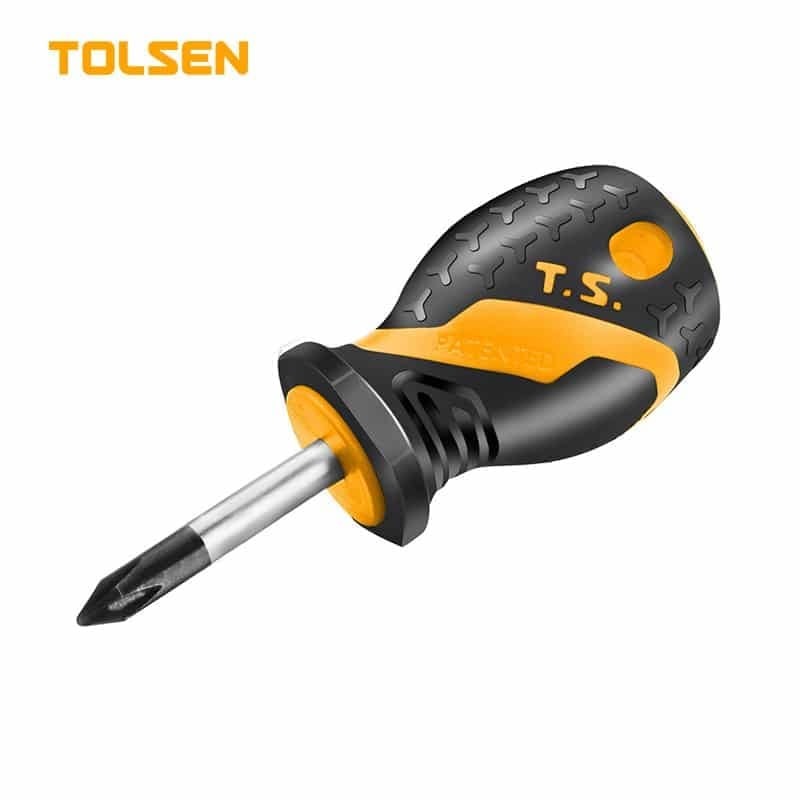 TOLSEN Stubby Screwdriver Slotted (Flat) & Phillips (Star) | 6.5x38mm | PH2x38mm | Cr-V Steel Magnetic Tip | Models 20132 & 20134_img_1