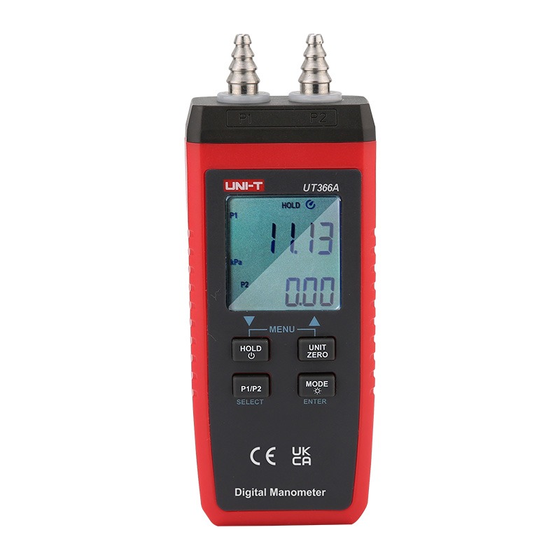 UNI-T UT366A Digital Manometer | ±15 kPa / ±150 mbar | 12 Unit Conversion | P1/P2 Independent Measurement | LED Indication | Model: UT366A_img_0