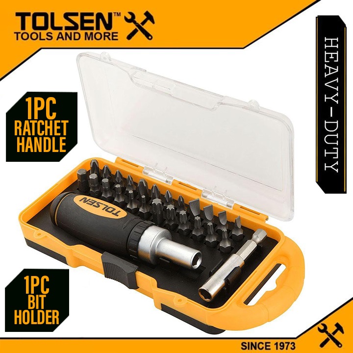 TOLSEN 26Pcs Ratchet Bit Set w/ Bit Holder (Philip & Flat) TPR Handle Model: 20034_img_8