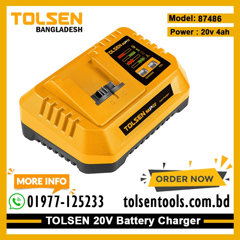 TOLSEN 87486 20V Li-ion Battery Charger 110W For charging TOLSEN 20V 4.0Ah battery (87474) Model: 87486_img_2
