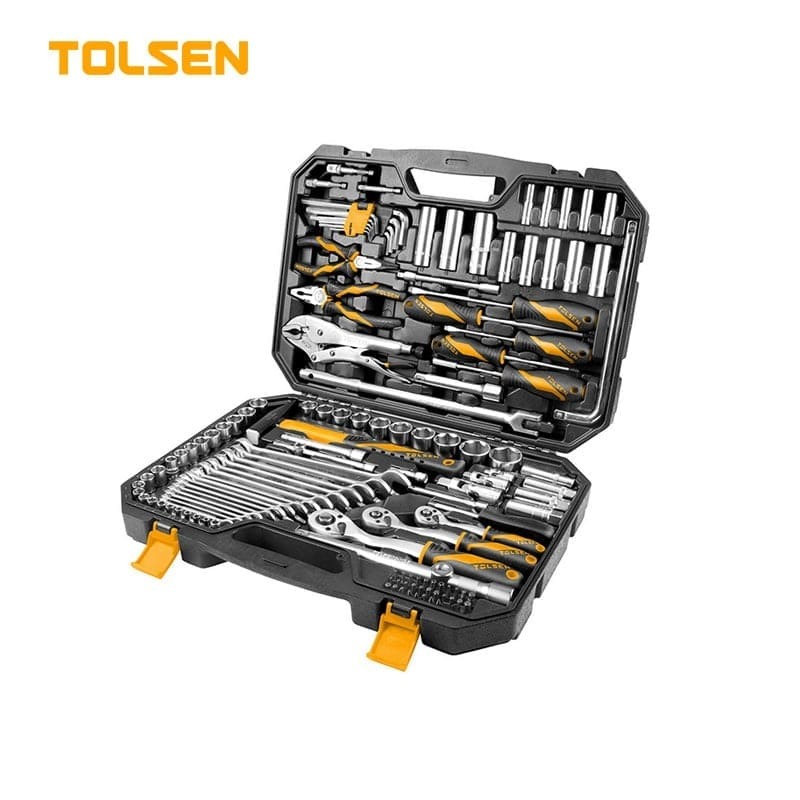 TOLSEN 85355 Socket and Tool Set 137Pcs, 1/4", 3/8" & 1/2" Drive, Cr-V Steel – Industrial Tool Kit with Blow Mold Case, Model No: 85355