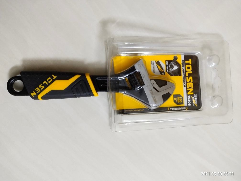 TOLSEN 15308 Adjustable Wrench, 6" (150mm), Black Finished & Polished, Two-Component Plastic Handle, Max Opening 19mm | Model: 15308_img_6
