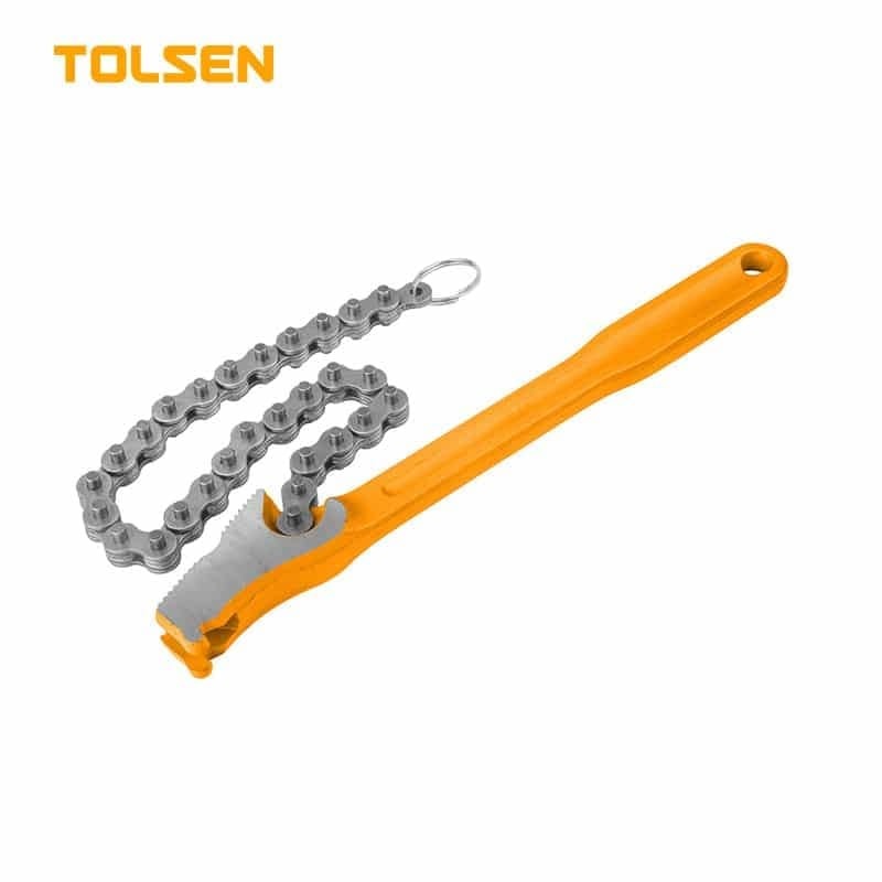 TOLSEN 10261 12″ Chain Wrench | 300mm Handle | 400mm Chain | 110mm Clamping Diameter | #45 Carbon Steel | Model: 10261