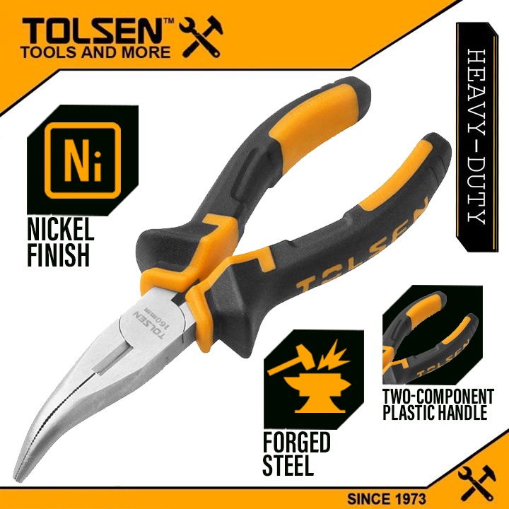 TOLSEN 10008 Bent Nose Pliers, 6" (160mm), Nickel Plated, TPR Handle | Model: 10008_img_7