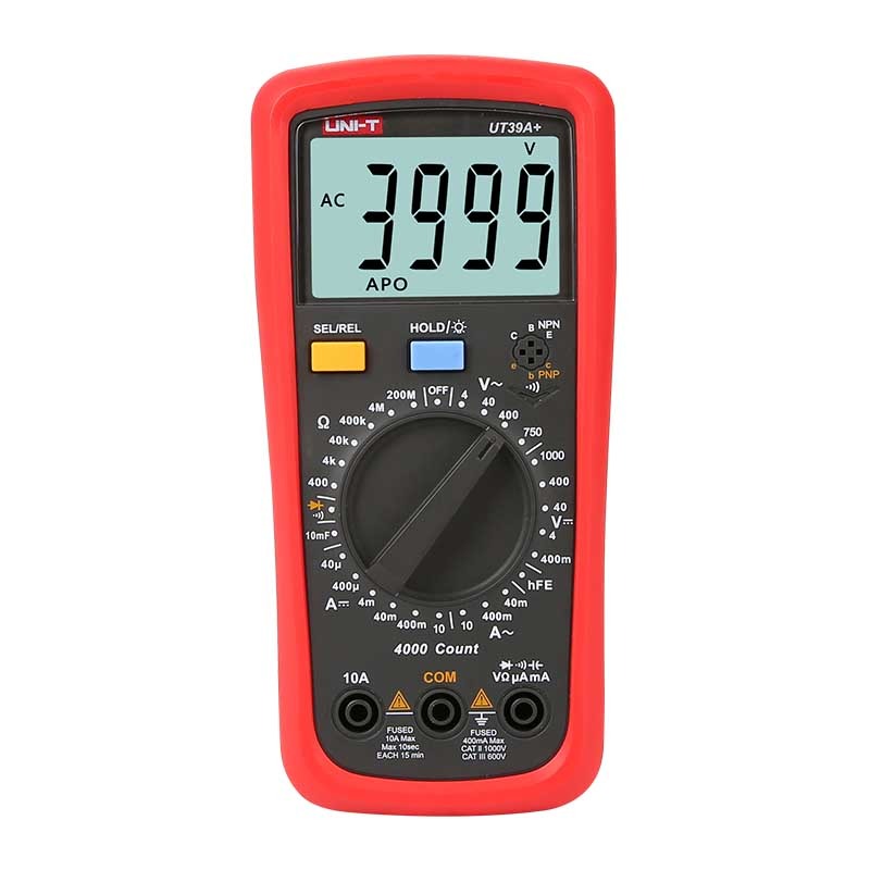 UNI-T UT39A+ Digital Multimeter | 4000 Counts | CAT III 600V | Overvoltage & Overcurrent Alarm | NCV Detection | Transistor Test | Model: UT39A+_img_3