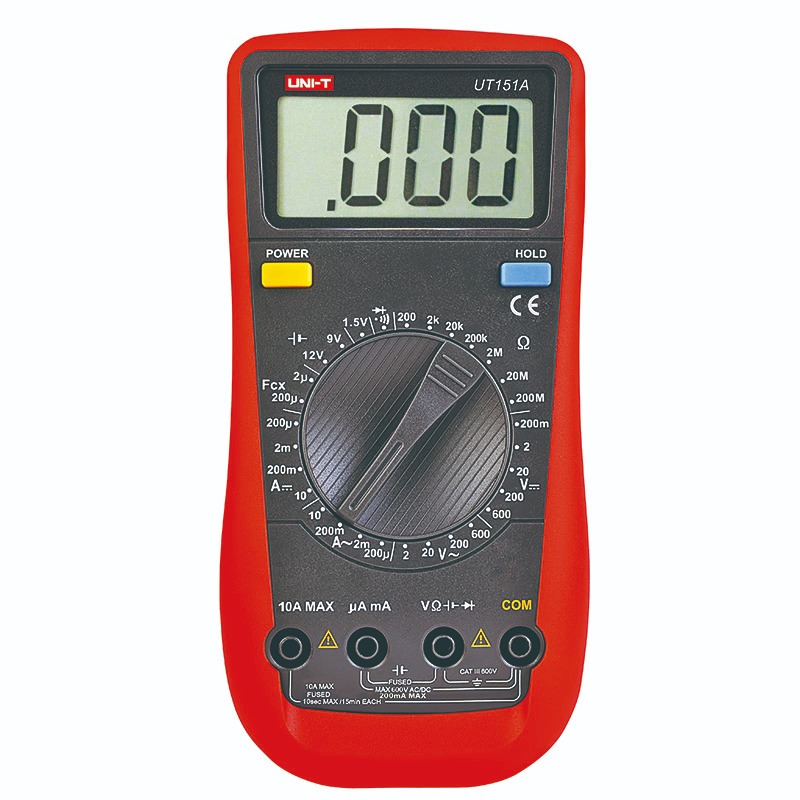 UNI-T UT151A Modern Digital Multimeter | AC/DC Voltage 600V | AC/DC Current 10V | Battery Test (1.5V/9V/12V) | Capacitance Test | CAT II 600V | Model: UT151A