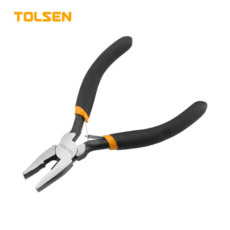 TOLSEN 10030 Mini Combination Pliers, 4.5" (115mm), Nickel Plated, Bi-Dipped Handle, Spring-Loaded | Model: 10030