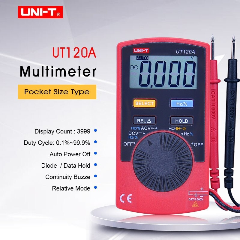 UNI-T UT120A Pocket Size Digital Multimeter | 4000 Counts | Auto Range | Data Hold & Relative Mode | Ultra-Portable | Model: UT120A_img_1