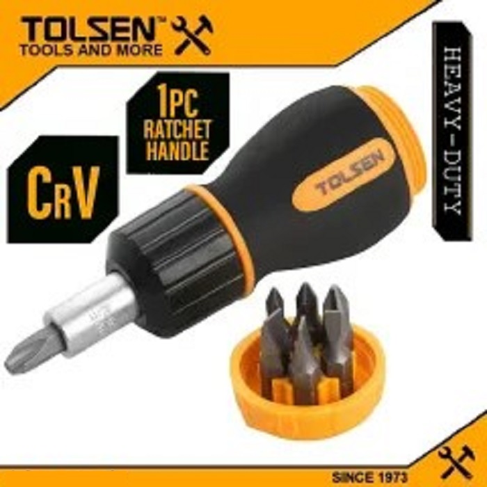 TOLSEN 20033 7-in-1 Ratchet Screwdriver, Phillips & Flat Bits, CrV Steel, Double Blister, Model: 20033_img_6