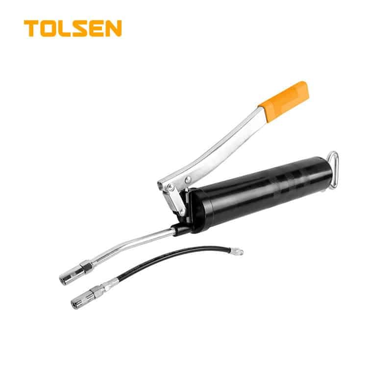 TOLSEN 65200 Grease Gun, 400cc Capacity, 8500 PSI, Hand Lever, Steel Body, Flexible & Steel Hoses, Industrial Series | Model: 65200