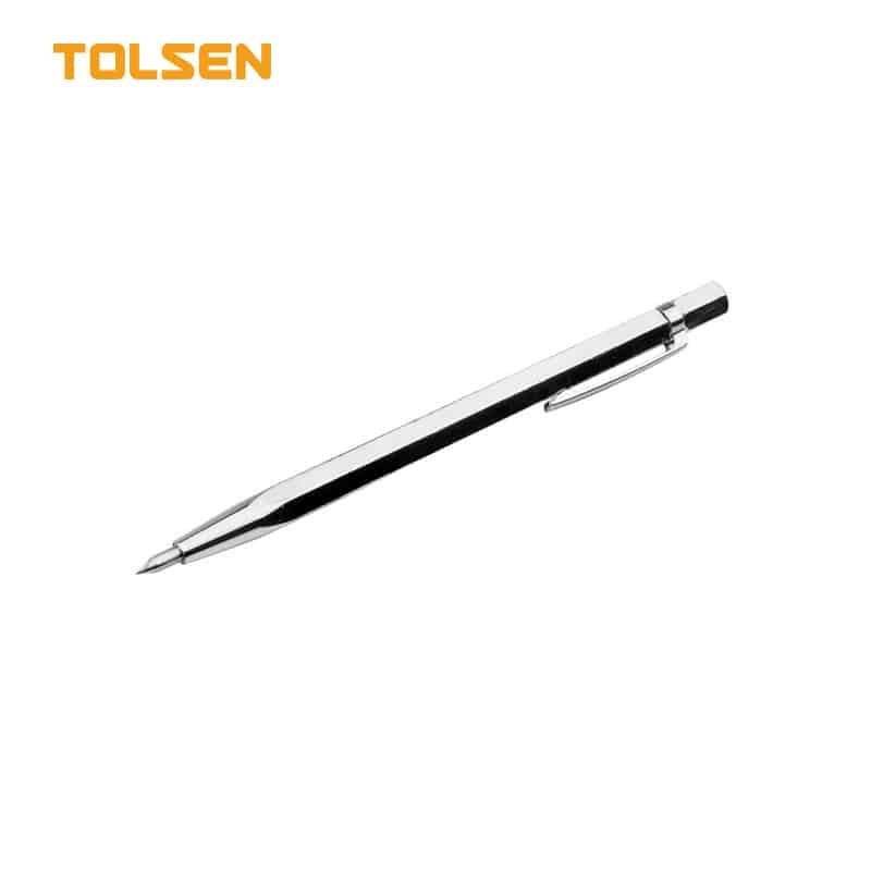 TOLSEN 41025 Scribing Pen Tile Cutter Pen | Tungsten Carbide Tip | 145mm | 1000m Marking Length | Chrome Plated | Model: 41025
