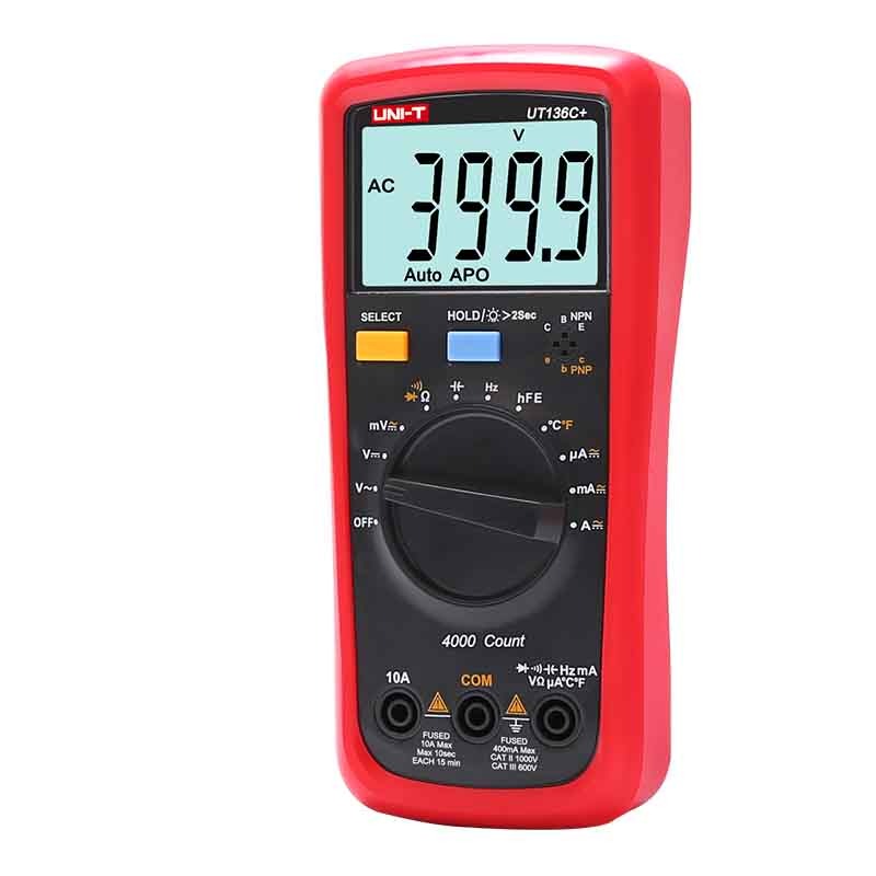 UNI-T UT136C+ Digital Multimeter | AC/DC Voltage 1000V | AC/DC Current 10A | CAT III 600V | Temperature Measurement | Transistor Test | Model: UT136C+_img_2