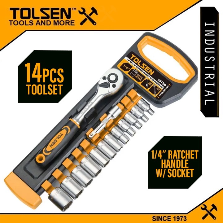 TOLSEN 15152 12Pcs 1/2" Drive Ratchet Handle with Socket Set | Quick Release | 72-Tooth | CrV Steel | Industrial Series | Model: 15152_img_5