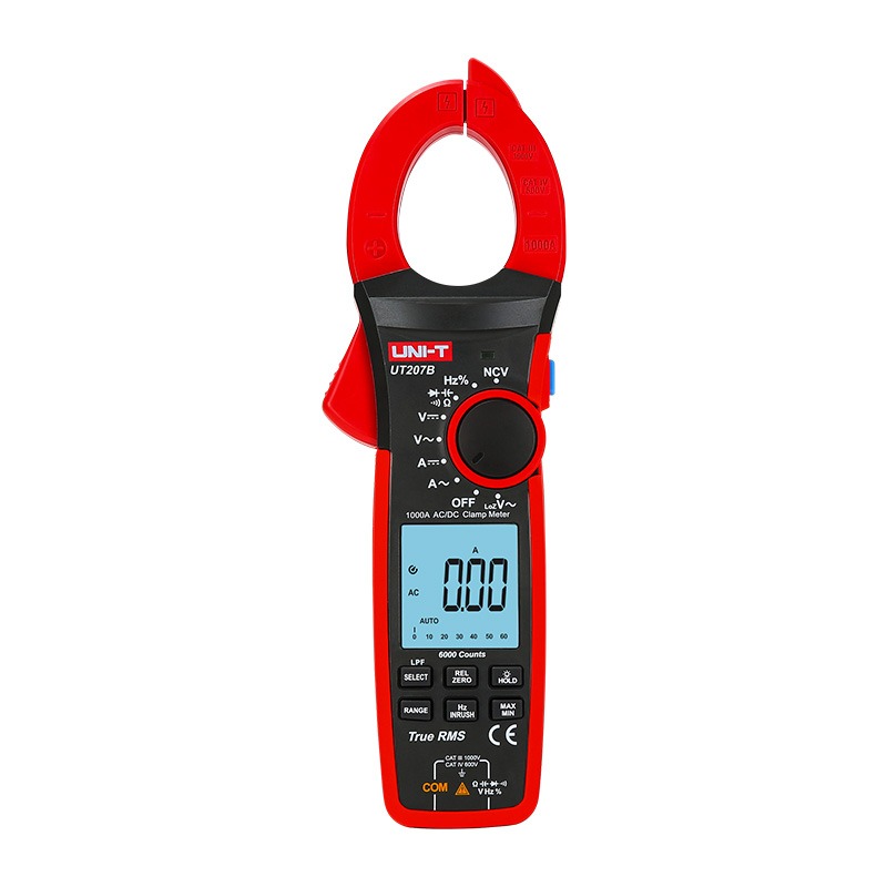 UNI-T UT207B 1000A True RMS Digital Clamp Meter | 1000A AC/DC | 6000 Counts | 42mm Jaw | NCV | LoZ & LPF | Inrush Current | CAT III 1000V | Model: UT207B