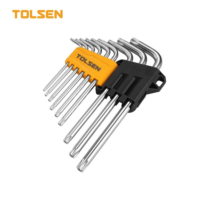 TOLSEN 20056 9PCS Torx Long Arm Hex Key Set | T10-T50 | Cr-V Steel | Heat Treated | Chrome Plated | Model: 20056
