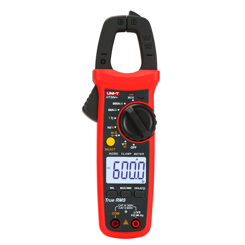 UNI-T UT204+ Digital Clamp Meter | 600A AC/DC | True RMS | 6000 Counts | Capacitance & Temperature | CAT III 300V | Model: UT204+_img_0