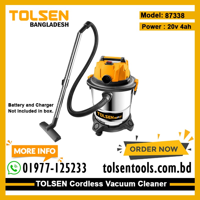 TOLSEN 87338, 20L Cordless Vacuum Cleaner, 20v Li-ion (Not Included Battery and Charger); Model 87338_img_1