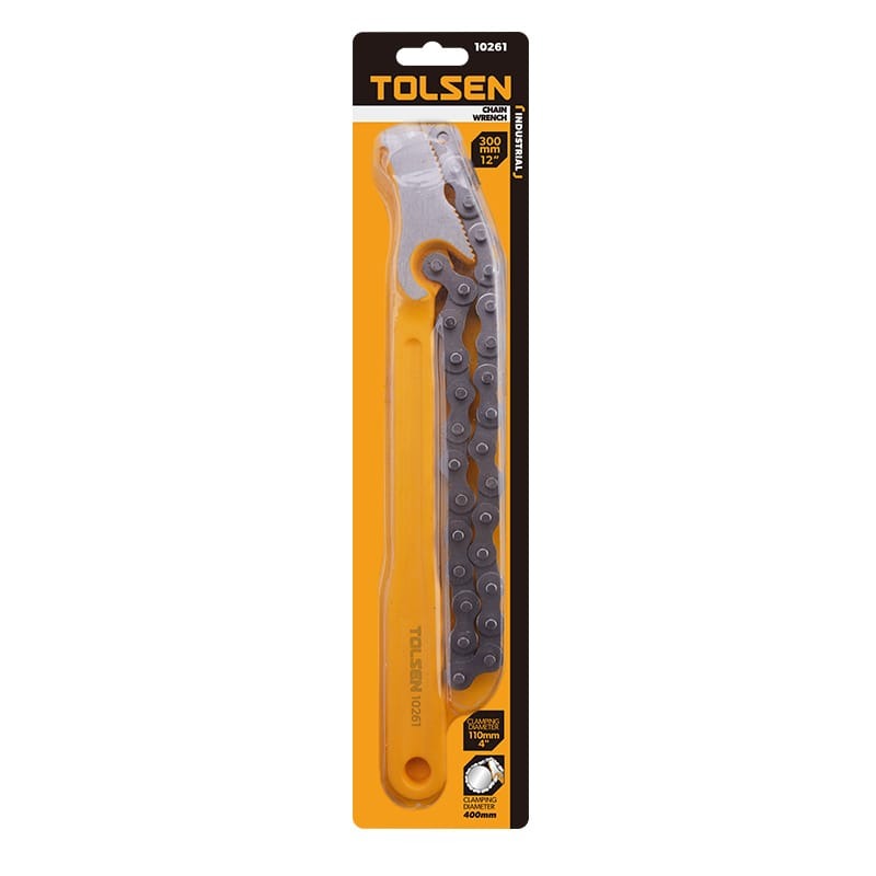 TOLSEN 10261 12″ Chain Wrench | 300mm Handle | 400mm Chain | 110mm Clamping Diameter | #45 Carbon Steel | Model: 10261_img_4