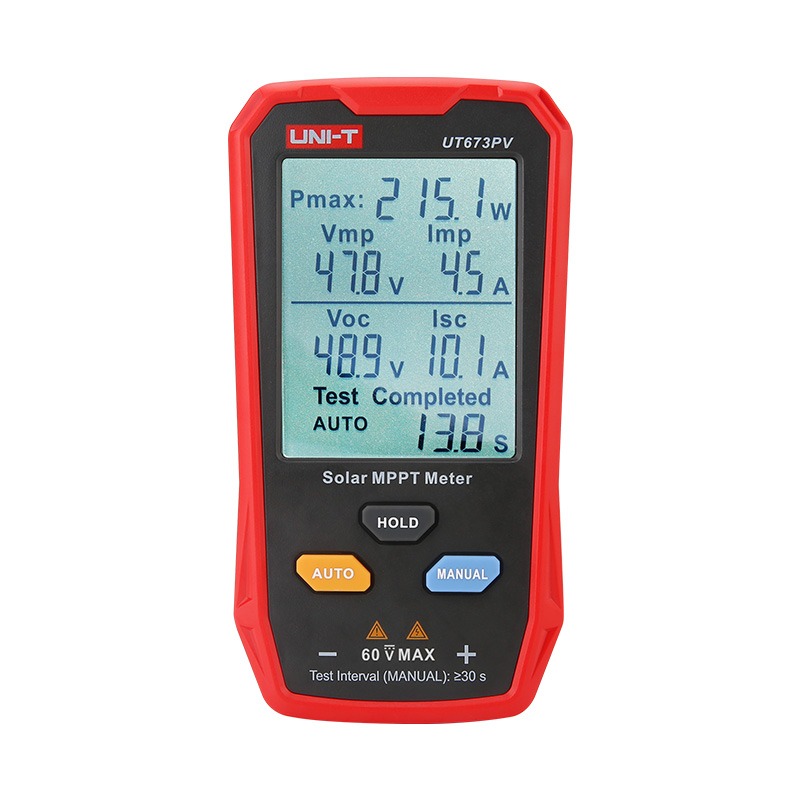 UNI-T UT673PV Solar MPPT Meter | 5-800W Pmax | 12-60V Voc/Vmp | 0-35A Isc/Imp | MC4 Test Lead | CE, cETLus, RoHS | Model: UT673PV_img_0