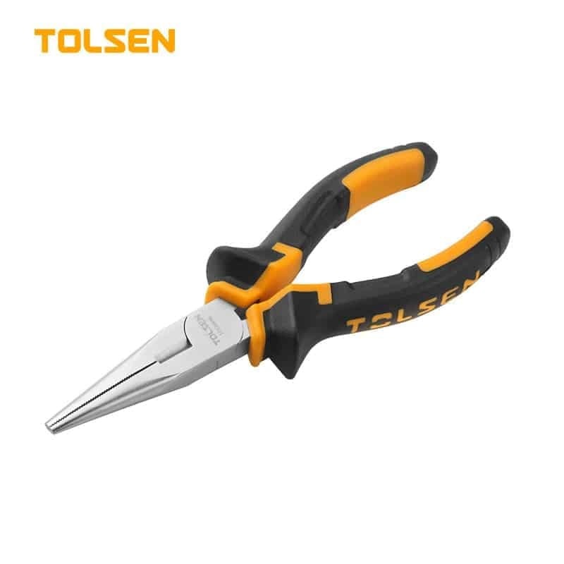 TOLSEN 10007 Long Nose Pliers, 8" (200mm), Nickel Plated, TPR Handle | Model: 10007_img_0