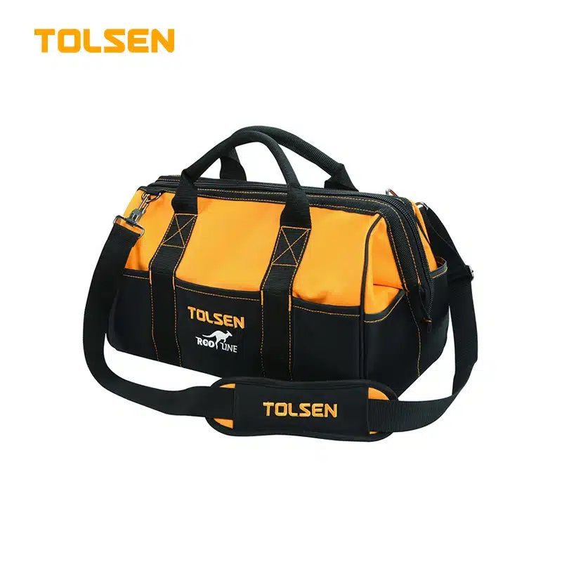 TOLSEN 80101 Tool Bag, Industrial, 17", Rigid Frame, Adjustable Shoulder Strap, Lightweight | Model: 80101