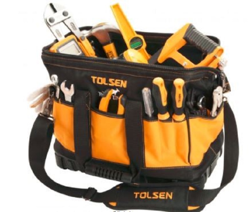TOLSEN 80103 Tool Bag, Industrial, 16", Rigid Frame, Reinforced Plastic Base, Adjustable Shoulder Strap | Model: 80103_img_1