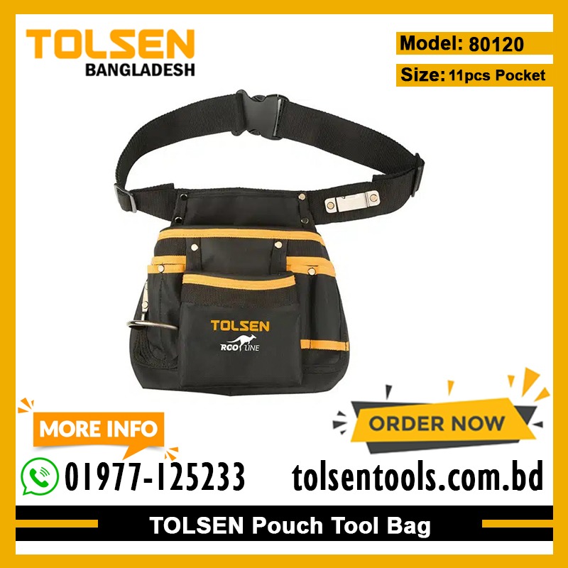 TOLSEN Tool Pouch With 11 pockets & Adjustable strap 80120_img_1