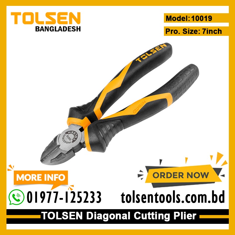 TOLSEN 10019 Diagonal Cutting Pliers, 7" (180mm), Industrial GRIPro Series, Model: 10019_img_1