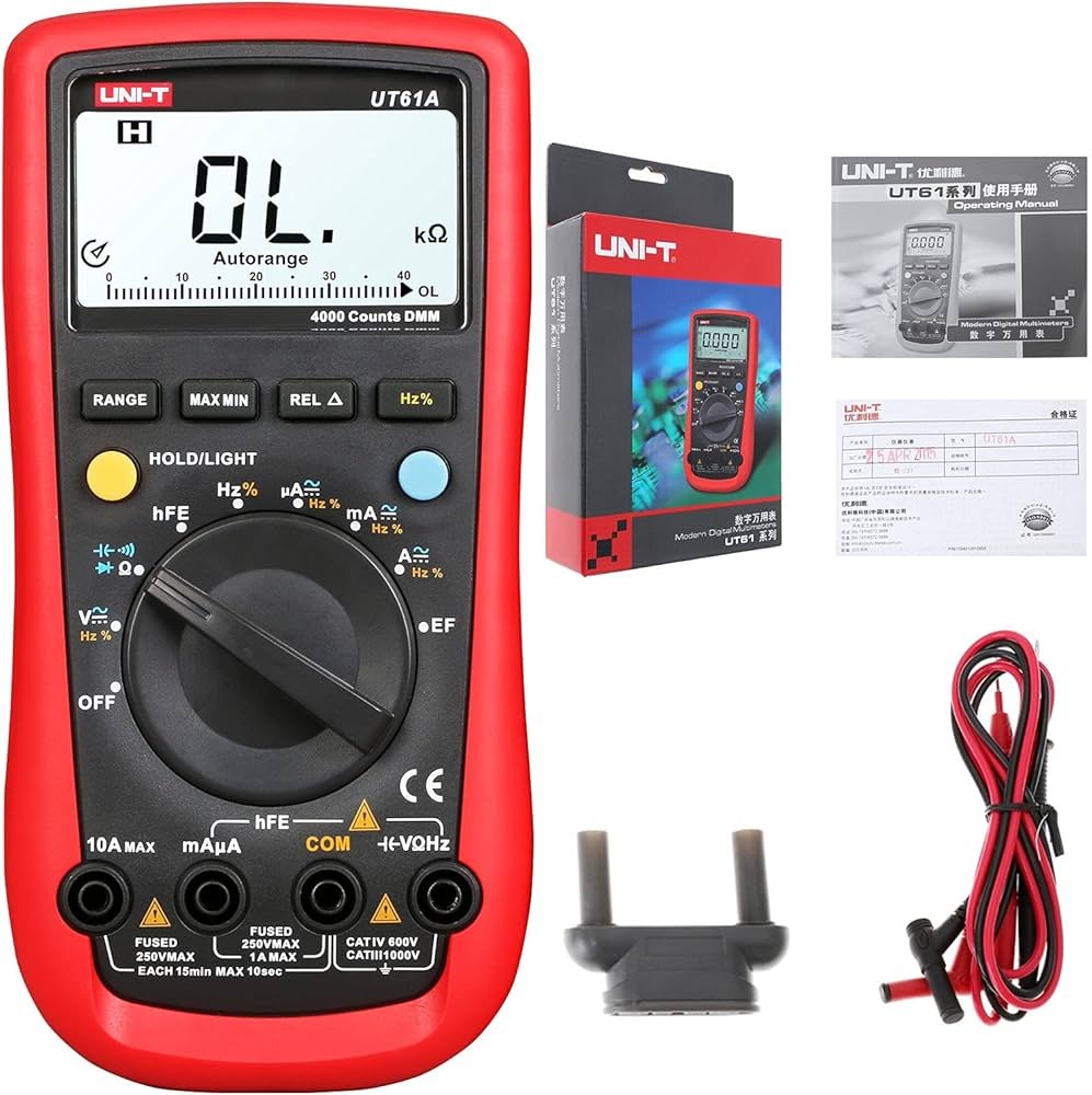 UNI-T UT61A Modern Digital Multimeter | Auto Range | 4000 Counts | NCV & EF Detection | CAT IV 600V | Model: UT61A_img_0