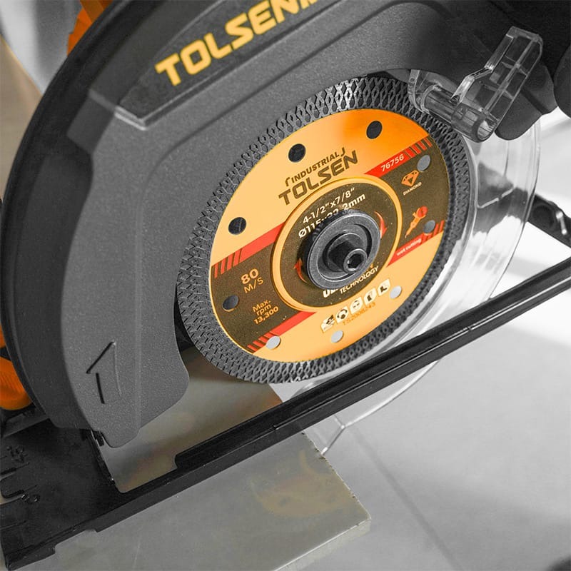 TOLSEN 76756 Ultrathin Diamond Disc (Industrial) | 115×22.2mm (4-1/2″×7/8″) | 1.2×8mm Blade | Ideal for Brick, Plaster, Tile | Max RPM 13,300 | Model: 76756_img_2