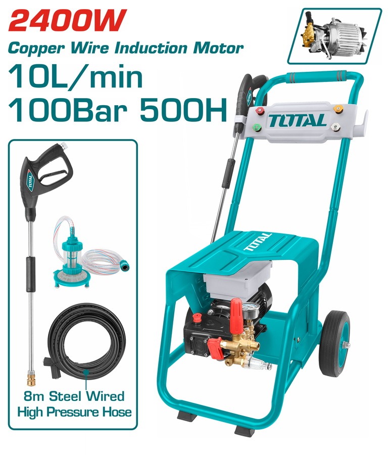 TOTAL TGT11176 High Pressure Washer | 2400W | 100 Bar | 10.0 L/min | Copper Wire Induction Motor | Commercial use | Model: TGT11176_img_2