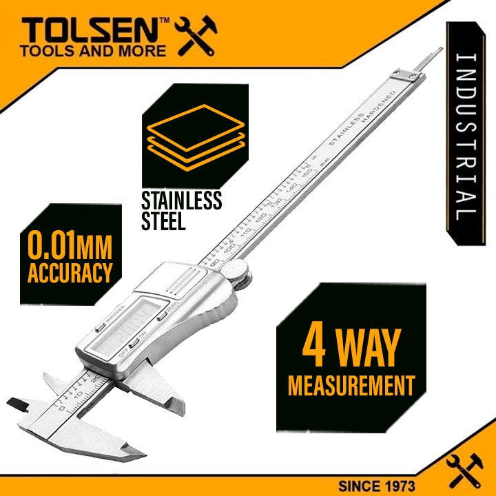 TOLSEN 35053 6" Digital Caliper | Metric & Inch | 0.01mm Accuracy | Stainless Steel | Four-Way Measurement | Model: 35053_img_2
