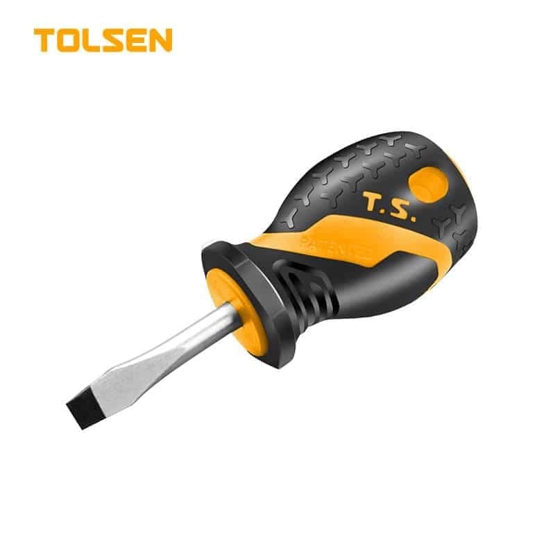 TOLSEN Stubby Screwdriver Slotted (Flat) & Phillips (Star) | 6.5x38mm | PH2x38mm | Cr-V Steel Magnetic Tip | Models 20132 & 20134