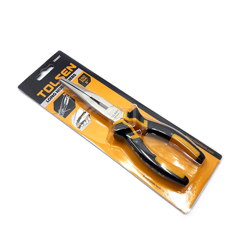 TOLSEN 10007 Long Nose Pliers, 8" (200mm), Nickel Plated, TPR Handle | Model: 10007_img_3